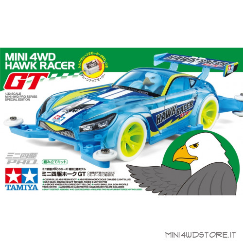 Mini 4WD Hawk Racer Gt Clear Blue con Telaio MA