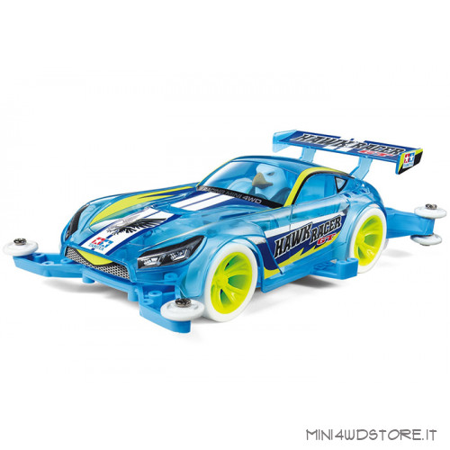 Mini 4WD Hawk Racer Gt Clear Blue con Telaio MA