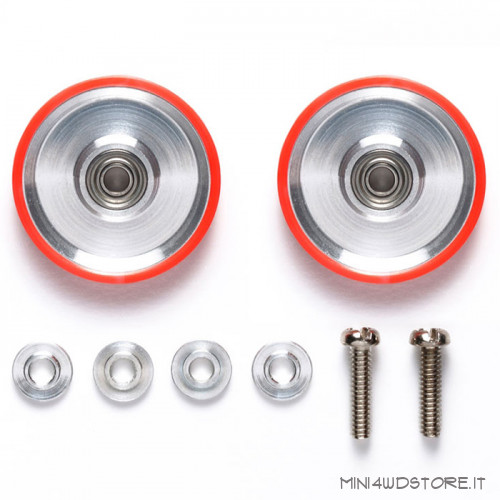 Roller in Alluminio Dish Type da 17mm con Anello in Plastica Rosso